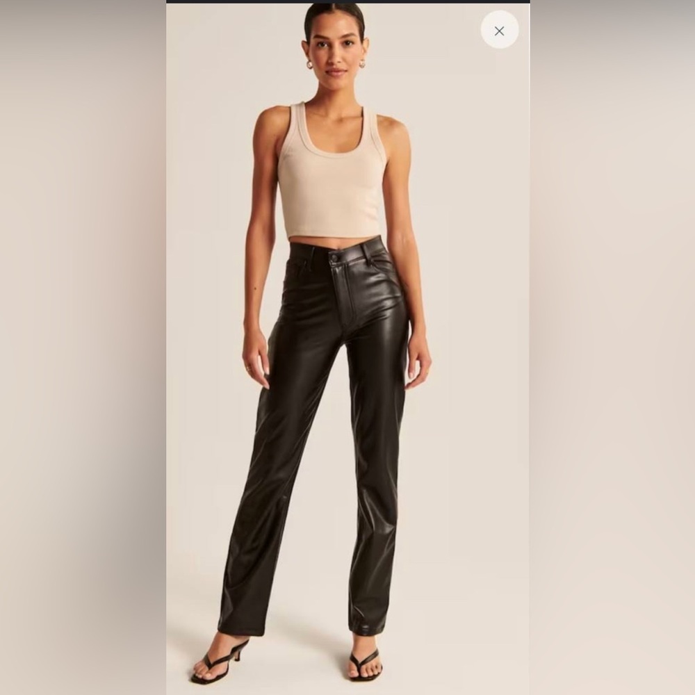Never worn vegan leather 90s straight ultra high rise pants from Abercrombie